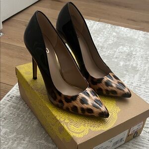 Leopard Print and Black Stiletto Heels
